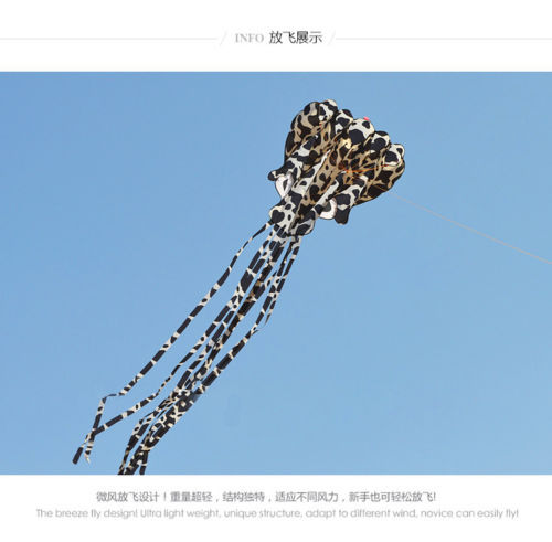 3D 5.5 meters Stunt huge octopus POWER Sport Kite outdoor toy Black and White - Picture 3 of 3