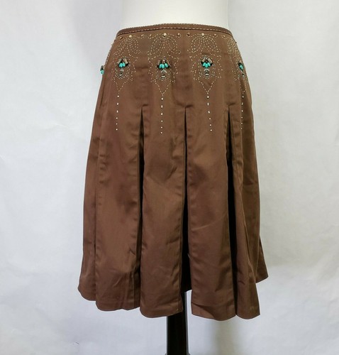 Due per Due brown Pleated Skirt womens size S /4 - Picture 7 of 12