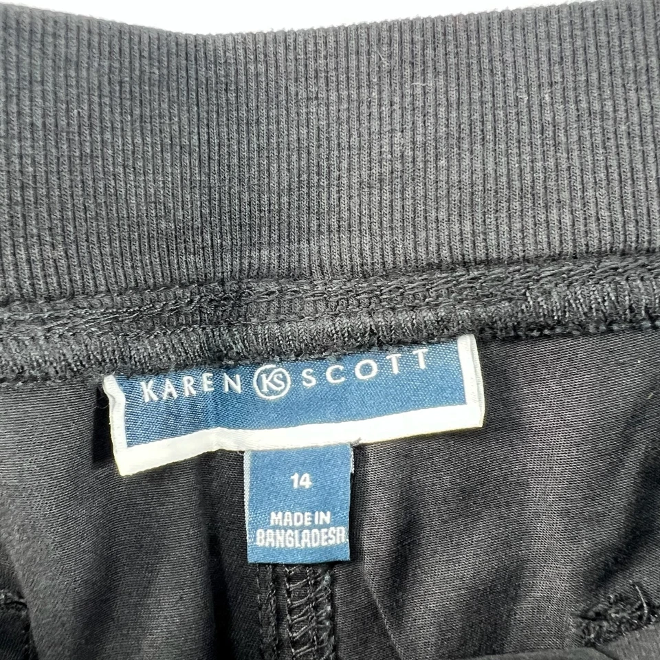 Pantalón Corto Karen Scott Mujer Talla 14 Negro Bolsillos Elastizado Nuevo Foto 3 de 4