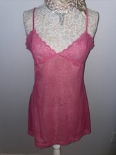 Victorias Secret L Pink Mesh Chemise Babydoll Nightie Lingerie Stretchy Lace