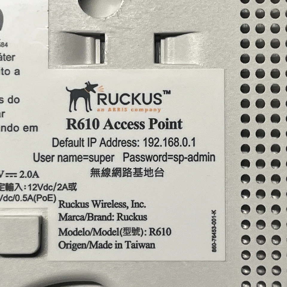 Ruckus 9U1-R610-US00 ZoneFlex R610 Wave 2 Wireless Access Point - Image 4 of 4