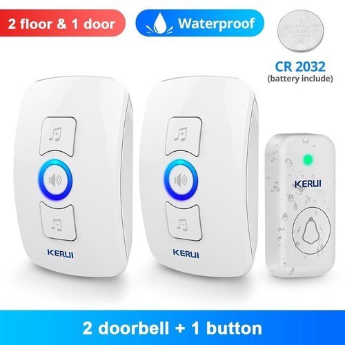 Waterproof Wireless Doorbell LED Flash Cordless Home Plug-in Door Bell 32 Chimes - Picture 3 of 31
