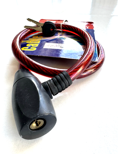 1/2" THICK Steel Cable Bike Lock Keyed 29" Cable with High Security Lock +2 Keys - Picture 2 of 10
