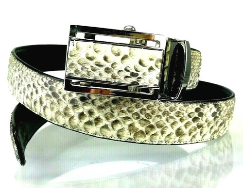 Genuine Python Snake Leather Mens Belt Premium Men Chrome Buckle Automatic 1.5" - Picture 3 of 12