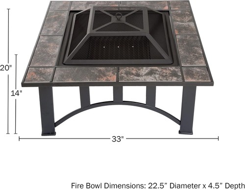 Fire Pit 33 Inch Outdoor Firepit Table with Screen, Cover, and Poker Patio, Deck - Picture 5 of 5