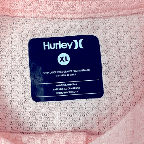 Hurley ~ Girls pink long sleeved top ~ lightweight waffle knit ~ size XLarge - Picture 6 of 12