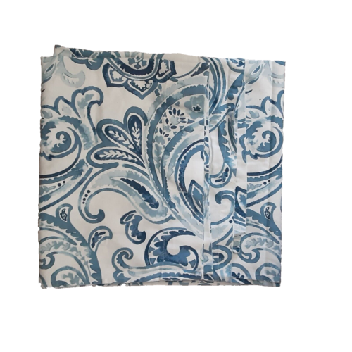 Cynthia Rowley indigo teal blue paisley fabric shower curtain cotton blend