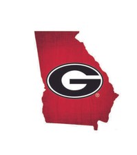 GEORGIA BULLDOGS STATE CUTOUT CABINET-GRADE WOOD SIGN 12 in.