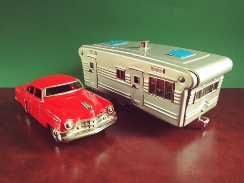 Seltener SSS Japan Cadillac House Trailer Set Blechspielzeug mit OVP - Bild 3 von 16