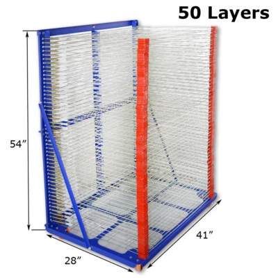 TECHTONGDA 50 Layers Silk Screen Printing Drying Rack Movable Airing Shelf for Shirt Press