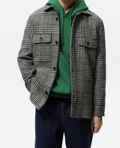 Zara men’s wool blend Checked shirt jacket size small NWT - Picture 4 of 5