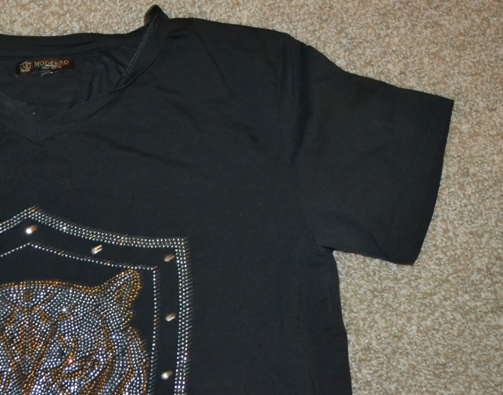 Moderno Italy Design beaded tiger mens t-shirt sz. XL