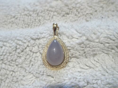 14K Gelbgold Birne Cabochon Chalzedon Anhänger Halskette Verstärker - Bild 2 von 8