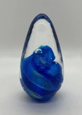 Black Sheep Glass - Signed BSG 1996 - Art Glass Paperweight - Glitter Bubble