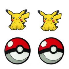 Pikachu Pokemon with Pokeballs For Crocs Shoe Charms Jibbitz - 4 Pieces
