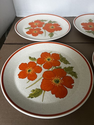 Set of 12 Temper-Ware by Lenox FIRE FLOWER 10” Dinner Plates Bowls Orange Poppy - Picture 16 of 21