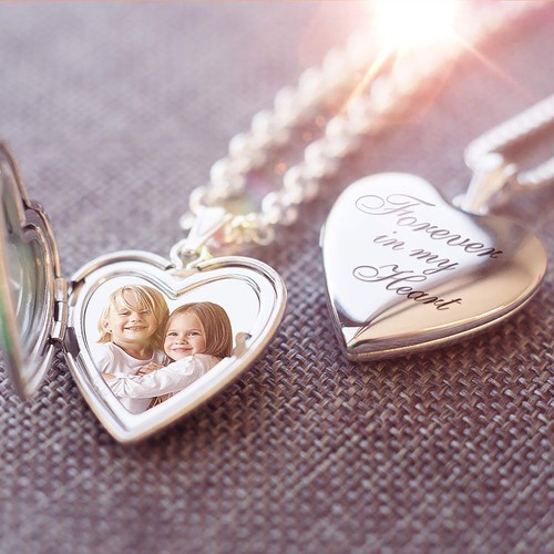 Sterling Silver Diamond Love Locket Picture Pendant Necklace Custom Personalized - Picture 23 of 34