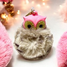 Bath  Body Works fluffy pink owl pocketbac keychain holder