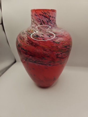 Vintage Studio Art Glas Vase signiert - rot mit Wirbel Effekt - Bild 4 von 19