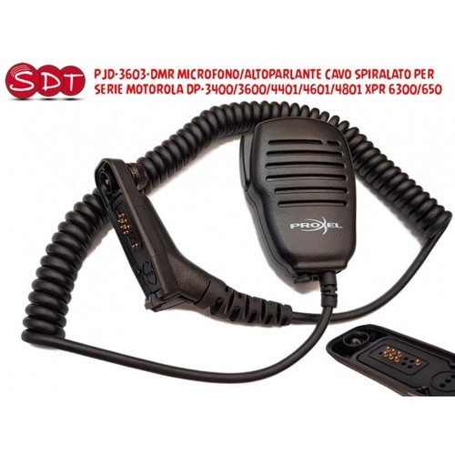 PJD-3603-DMR MICROFONO/ALTOPARLANTE CAVO SPIRALATO PER SERIE MOTOROLA DP-3400/36 - Zdjęcie 1 z 4