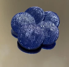 Lot Set 5 Buttons Vintage Solid Cobalt Blue Carved Brush 28mm Shank Textured