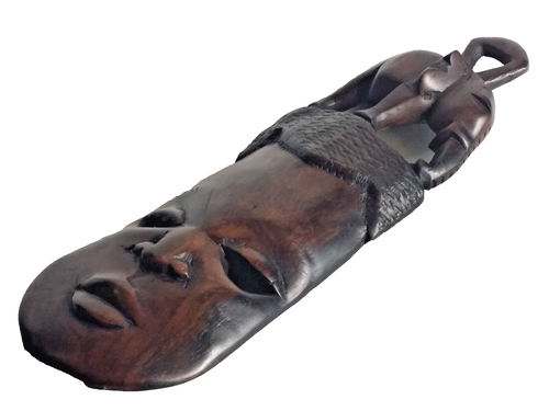 Handcrafted Ebony Wood Mask African Tribal Wall Art Vintage Sculpture Plaque Nos - Picture 5 of 11