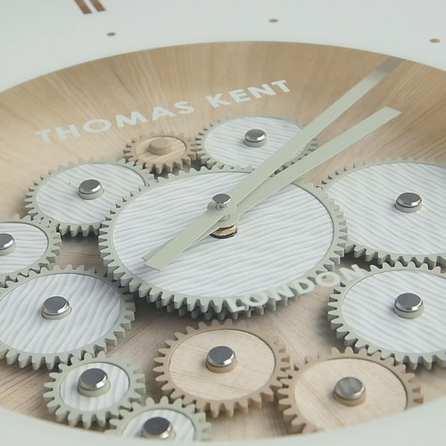 Thomas Kent Clocksmith Cog Ivory Large Wall Clock - Picture 5 of 5