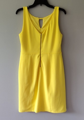 Vestido para mujer Worthington amarillo talla 6 sin mangas forrado cremallera trasera - Imagen 8 de 9