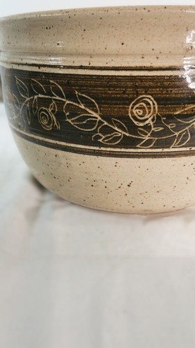 Signierte Mangum Pottery Bundt Torte 1982 beige braun floral - Bild 6 von 6
