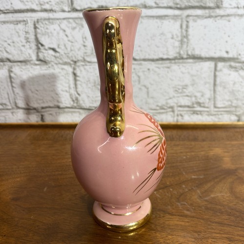 VTG LE PERE POTTERY OH Pink with Pine Cone Trio Bud Vase Circa 1940’ 1950’ - Picture 5 of 8