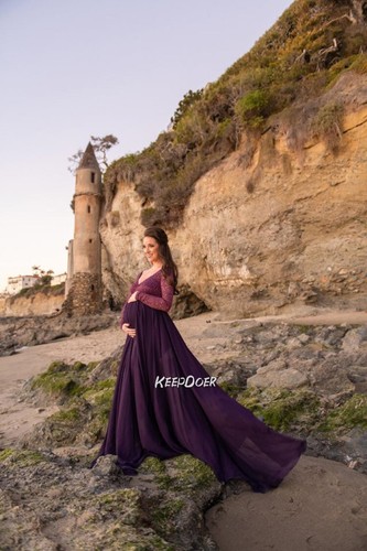 Pregnant Women Dress Maternity Lace Trailing Gown For Photography Photo Shoot - Picture 6 of 15