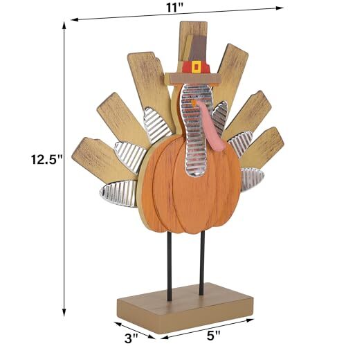 2 Pack Thanksgiving Turkey Decorations Indoor, Wooden 2 Pcs Standing Turkey - Picture 4 of 7
