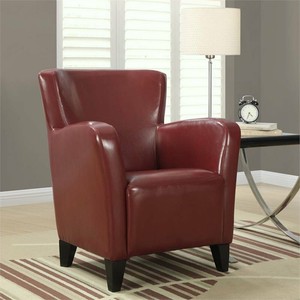 Details About Monarch Faux Leather Accent Chair In Red