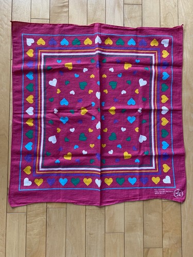 Vintage Herzen Valentinstag Taschentuch Bandana SCHNELLE FARBE RN 13960 21” X 22” USA - Bild 4 von 4