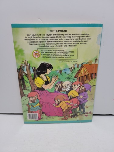 Vintage Lot 2 Cinderella & Snow White Coloring Books Creative Child Press 1986 - Imagen 6 de 13