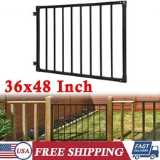 Deck Fence Gate 36''H x 48''W Metal Gate Entry Way Steel Door w/ Hinges Latch