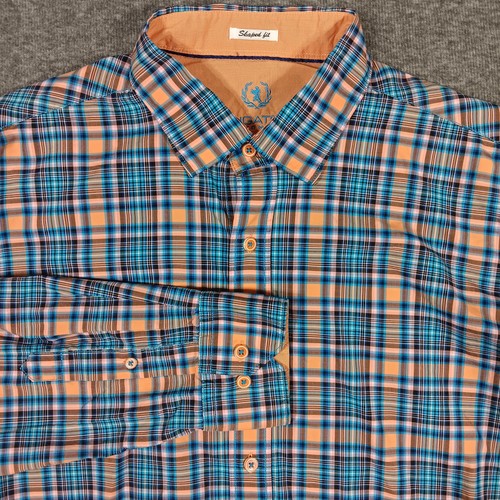Bugatchi Uomo Shirt Mens XL Plaid Shaped Fit Long Sleeve Dress Button Up - Picture 7 of 20