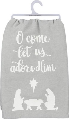 Primitives by Kathy Christmas Dish Towel, O' Come Let Us Adore Him