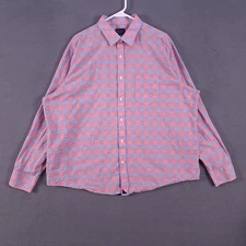 Untuckit Shirt Mens 2XL Pink Plaid Relaxed Fit Cotton Linen Cutaway Stain