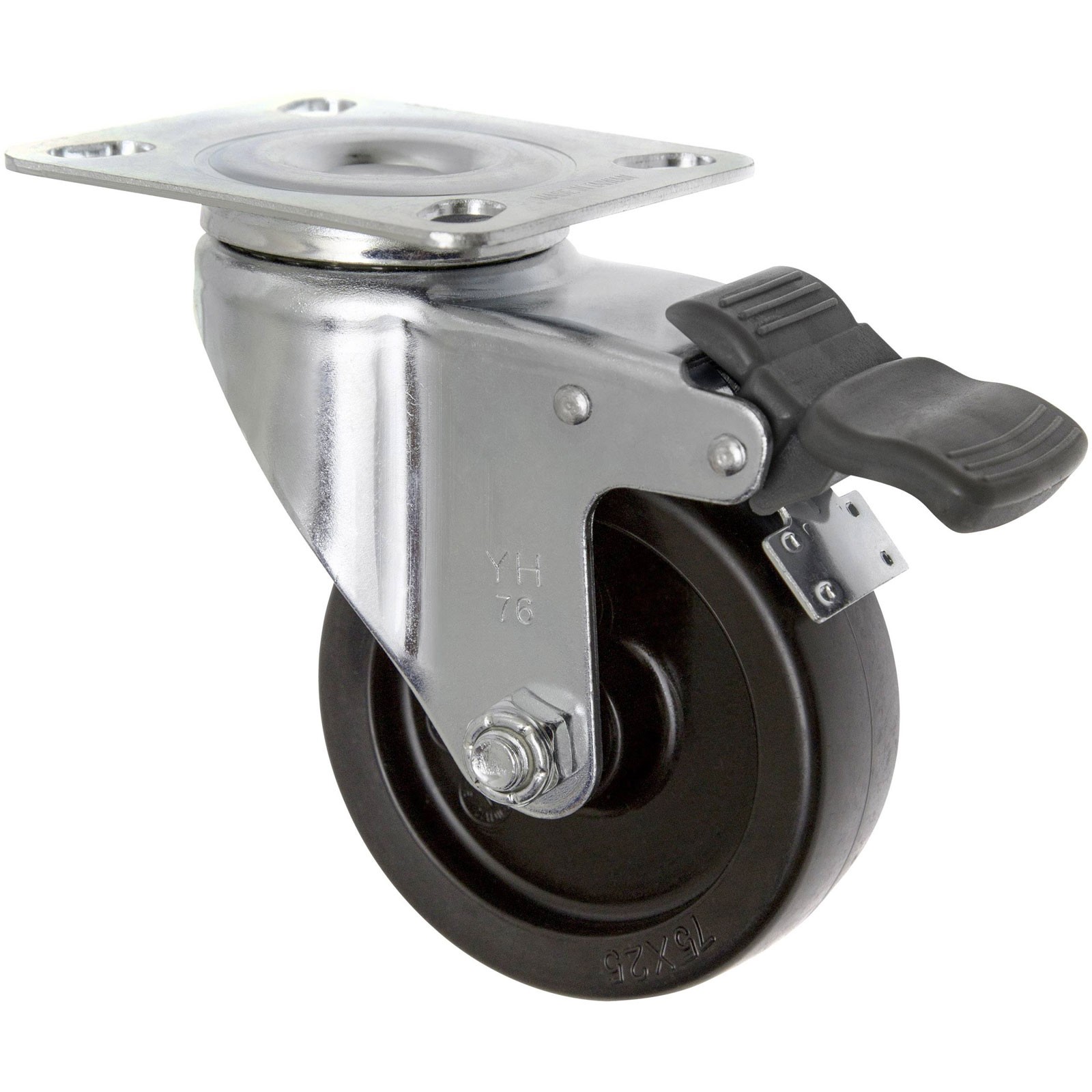 Toolcraft Swivel Caster 75mm 70kg Brake Mounting Plate