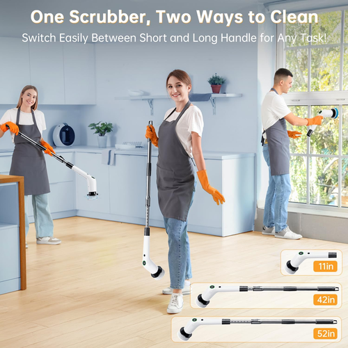 Electric Spin Scrubber, Cordless Shower Scrubber with 8 Scrub Brush, 2 Speed wit - Picture 5 of 12
