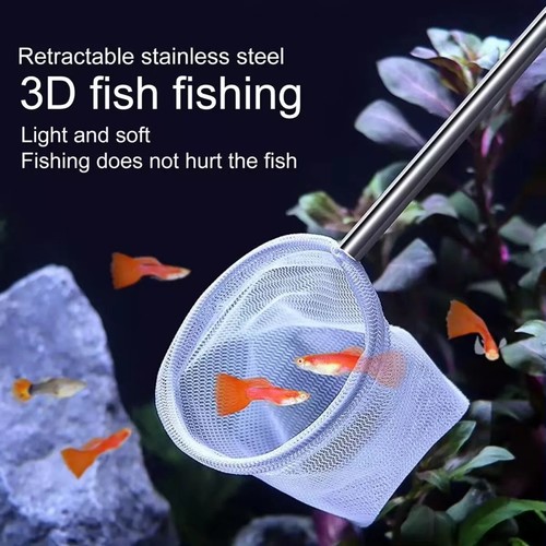 Retractable Fish Net for Fish Tank Pocket Fishing Net with Handle Aquarium Tools - Bild 5 von 20