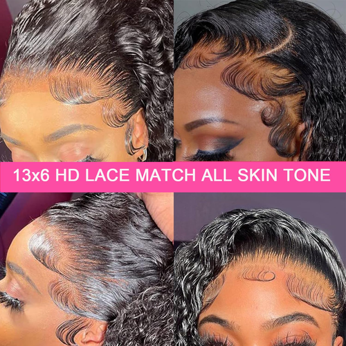 Lockige Damen Perücken Echthaar 30 Zoll tiefe Welle Lace Front 200 Dichte 13 x 6 HD - Bild 12 von 12