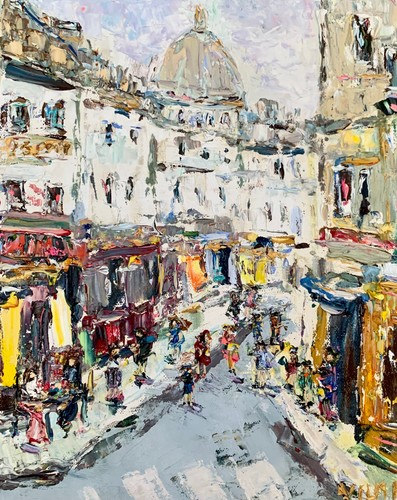Paris Montmartre Straße Ölgemälde auf Leinwand Original Stadtlandschaft Gemälde - Imagen 6 de 9
