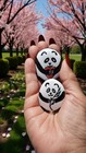 Handpainted Stone Knocking Rocks/ Garden Stones, Pandas