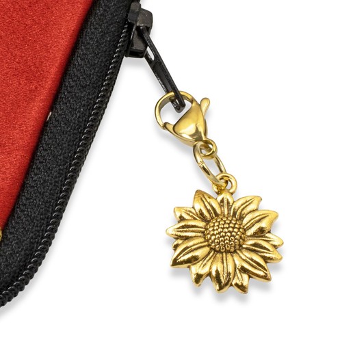 Cheerful Gold Sunflower Clip-On Charm Bag Charm, Hand-Assembled Floral Accessory - Picture 3 of 7