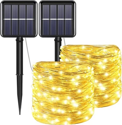 Versatile 8-Mode Solar String Lights - Waterproof, 66ft for Christmas Charm