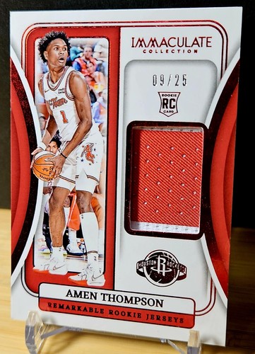 2023-24 Amen Thompson Panini Immaculate Remarkable Collection Rookie Red /25 RC - Picture 2 of 5