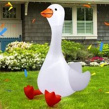 Leyndo 6 ft Christmas Porch Goose Inflatable Outdoor Decoration Large Xmas Cute