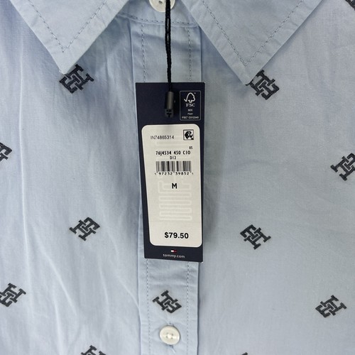 Tommy Hilfiger Monogrammed AO Print Button Up Long Sleeve Shirt Women Sz Medium - Picture 3 of 9